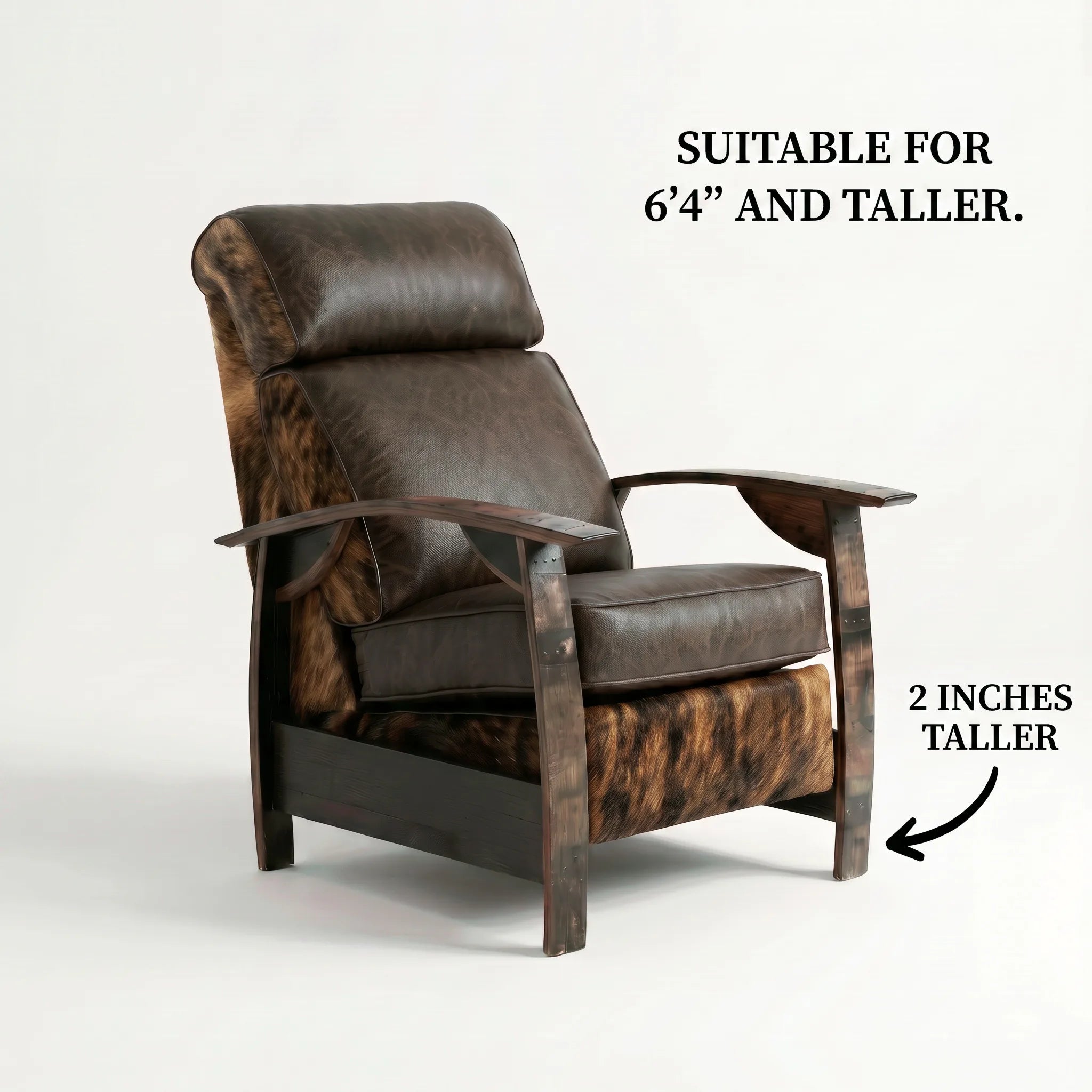 Big & Tall Whiskey Barrel Recliner - Brindle Hide