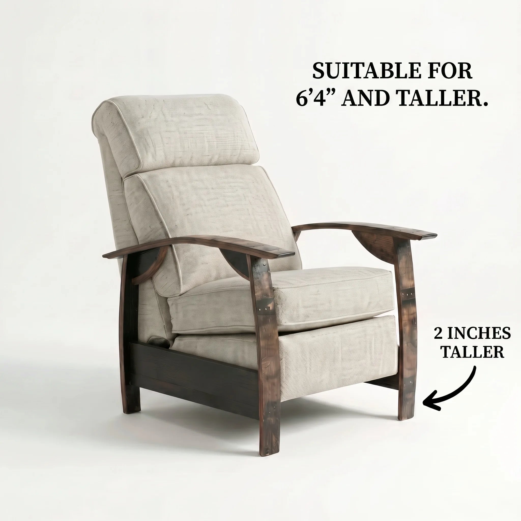 Big & Tall Whiskey Barrel Recliner - Gray Plush Fabric