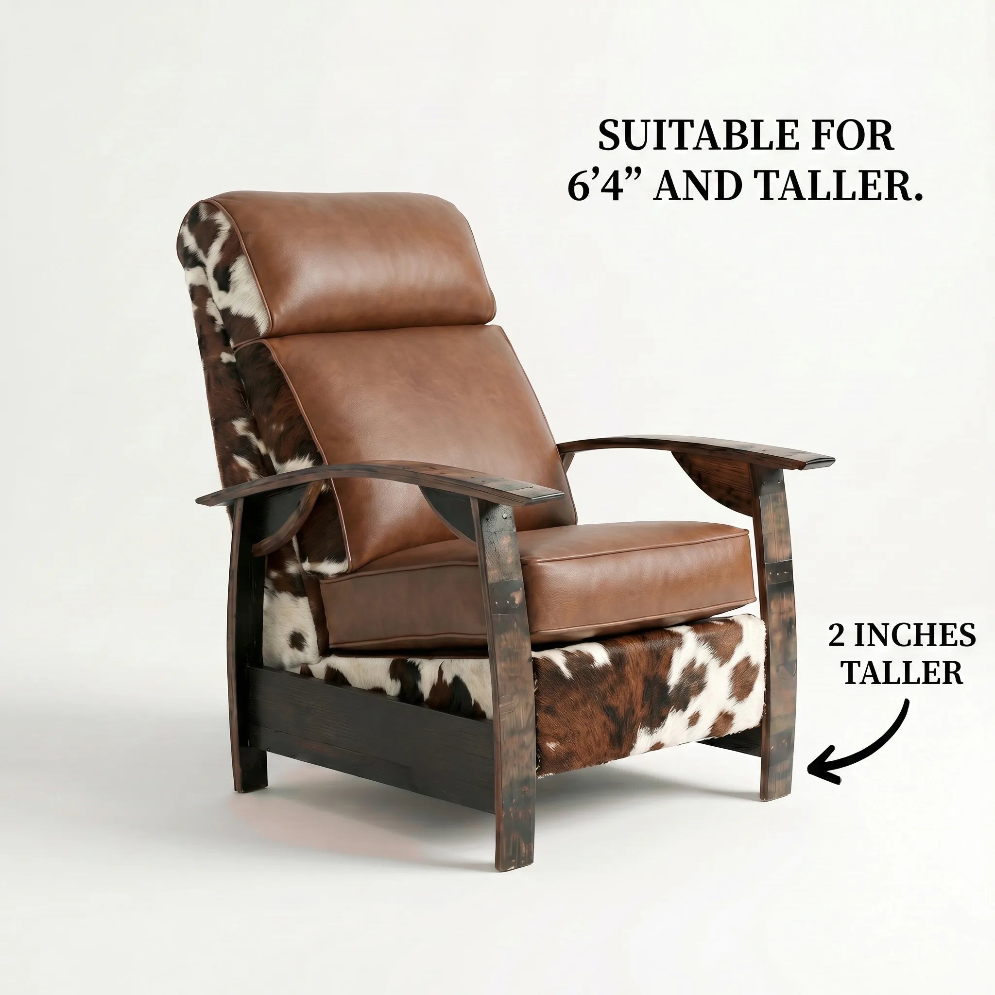 Big & Tall Whiskey Barrel Recliner - Tri Color Hide