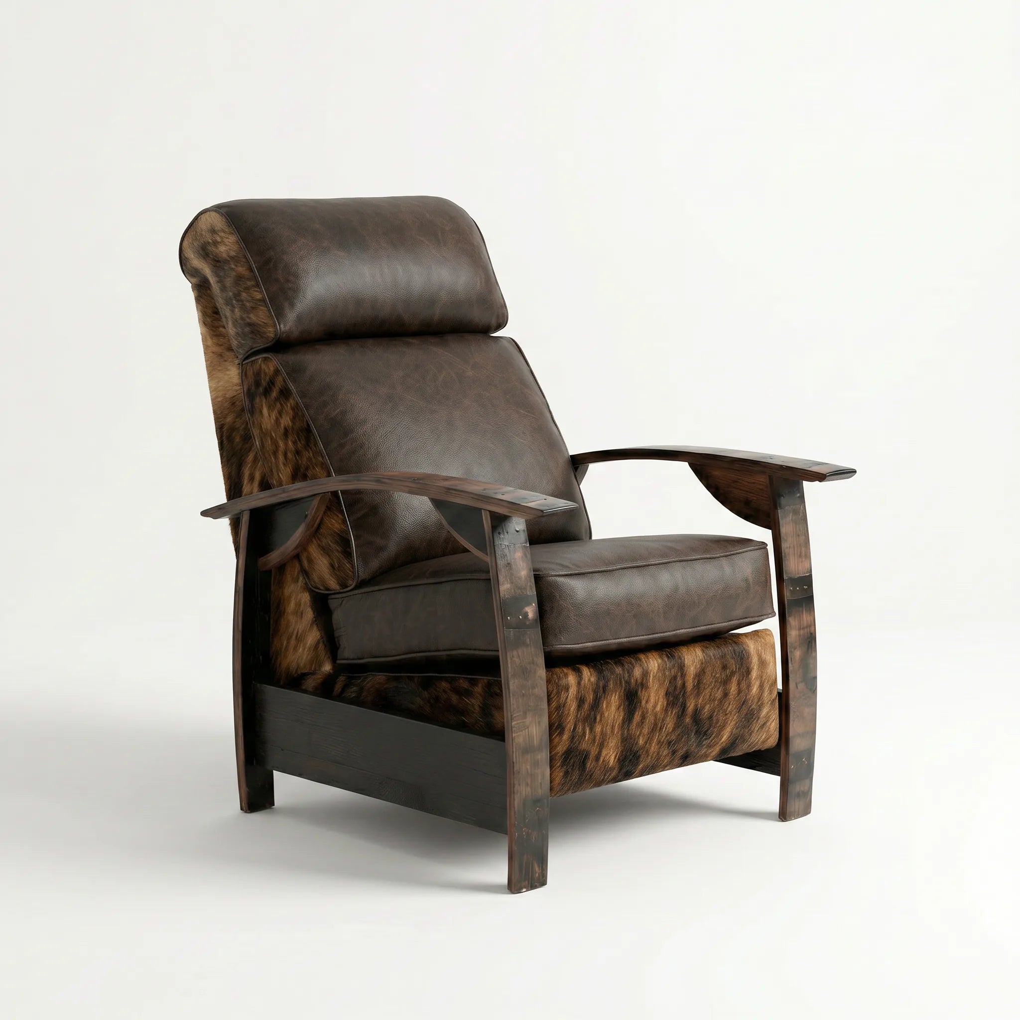 Whiskey Barrel Recliner - Brindle Hide