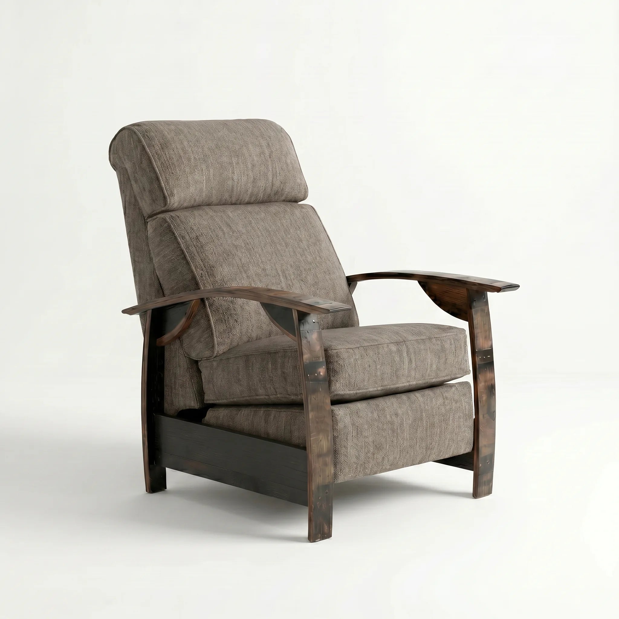 Whiskey Barrel Recliner - Coffee Plush Fabric