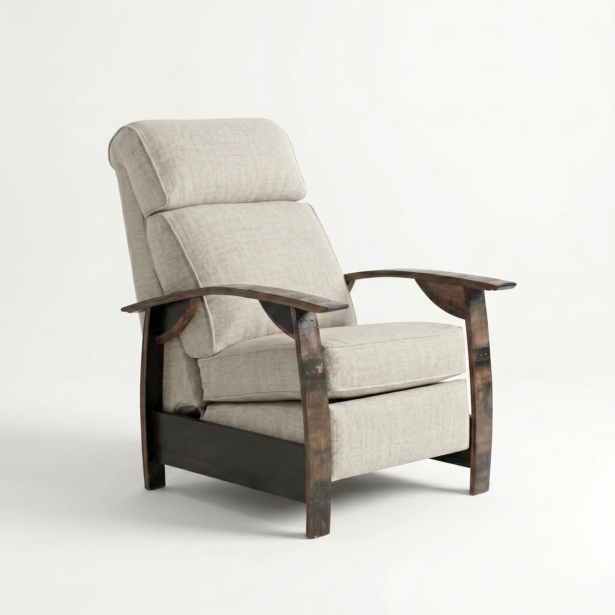 Whiskey Barrel Recliner - Gray Plush Fabric