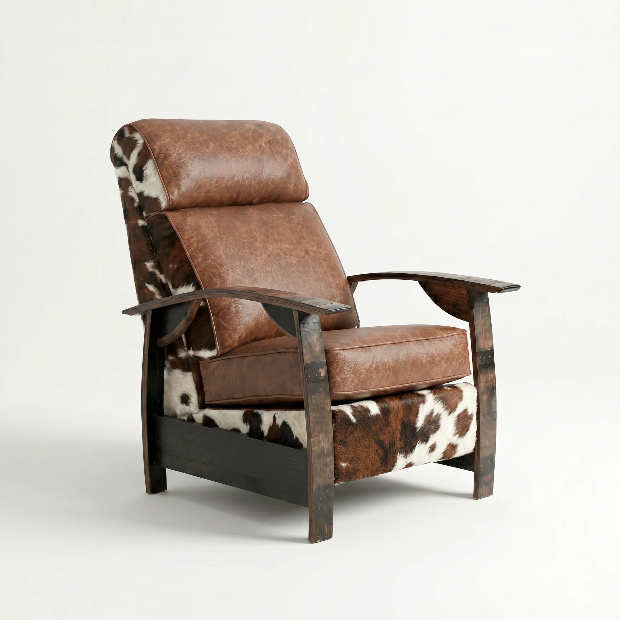 Whiskey Barrel Recliner - Tri Color Hide