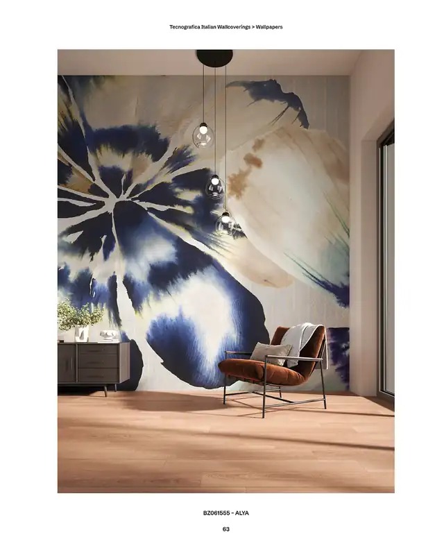 Alya floral wallcovering in a contemporary interior