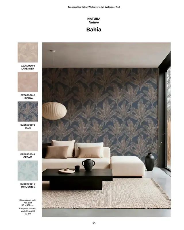 Bahia Wallpaper Roll installed in a contemporary living room