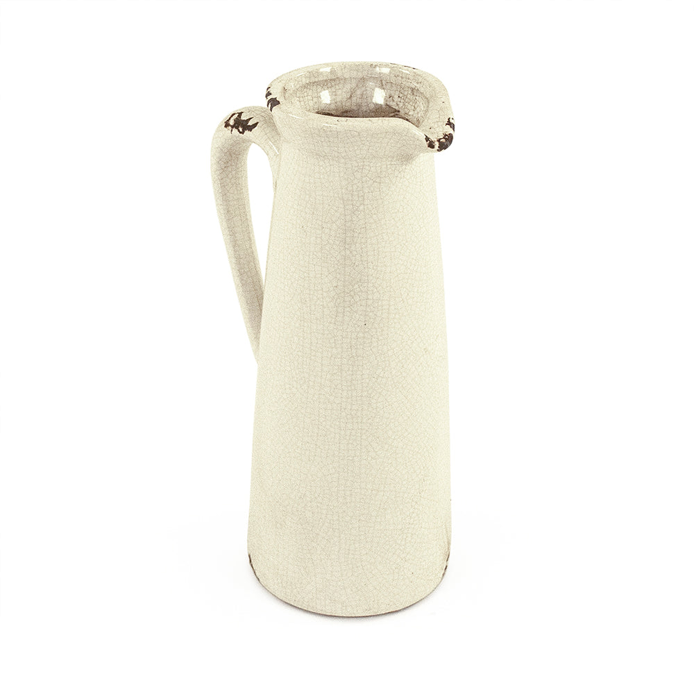 White Crackle Glaze Ceramic Decorative Pitcher