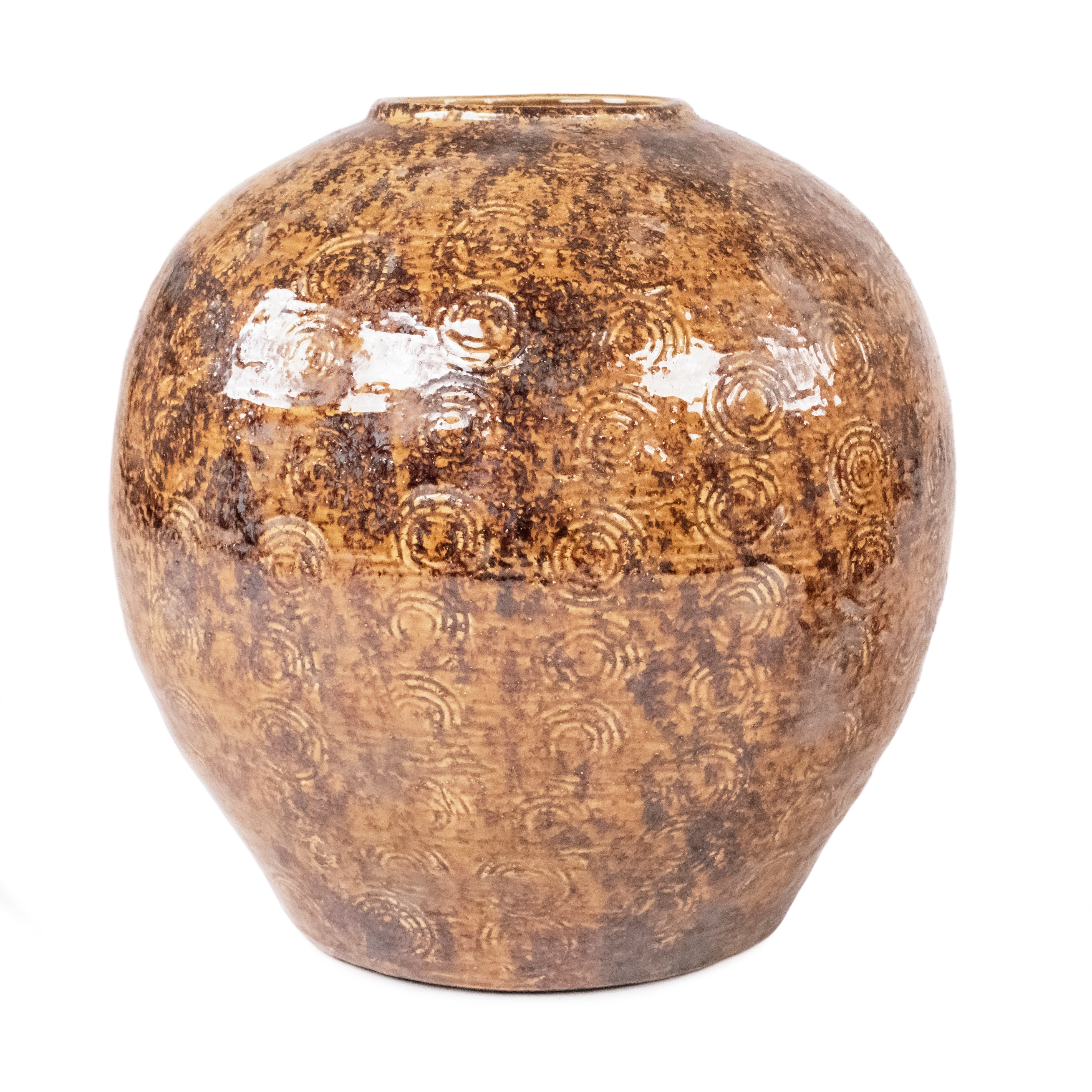 Antique Amber Swirl Ceramic Vase