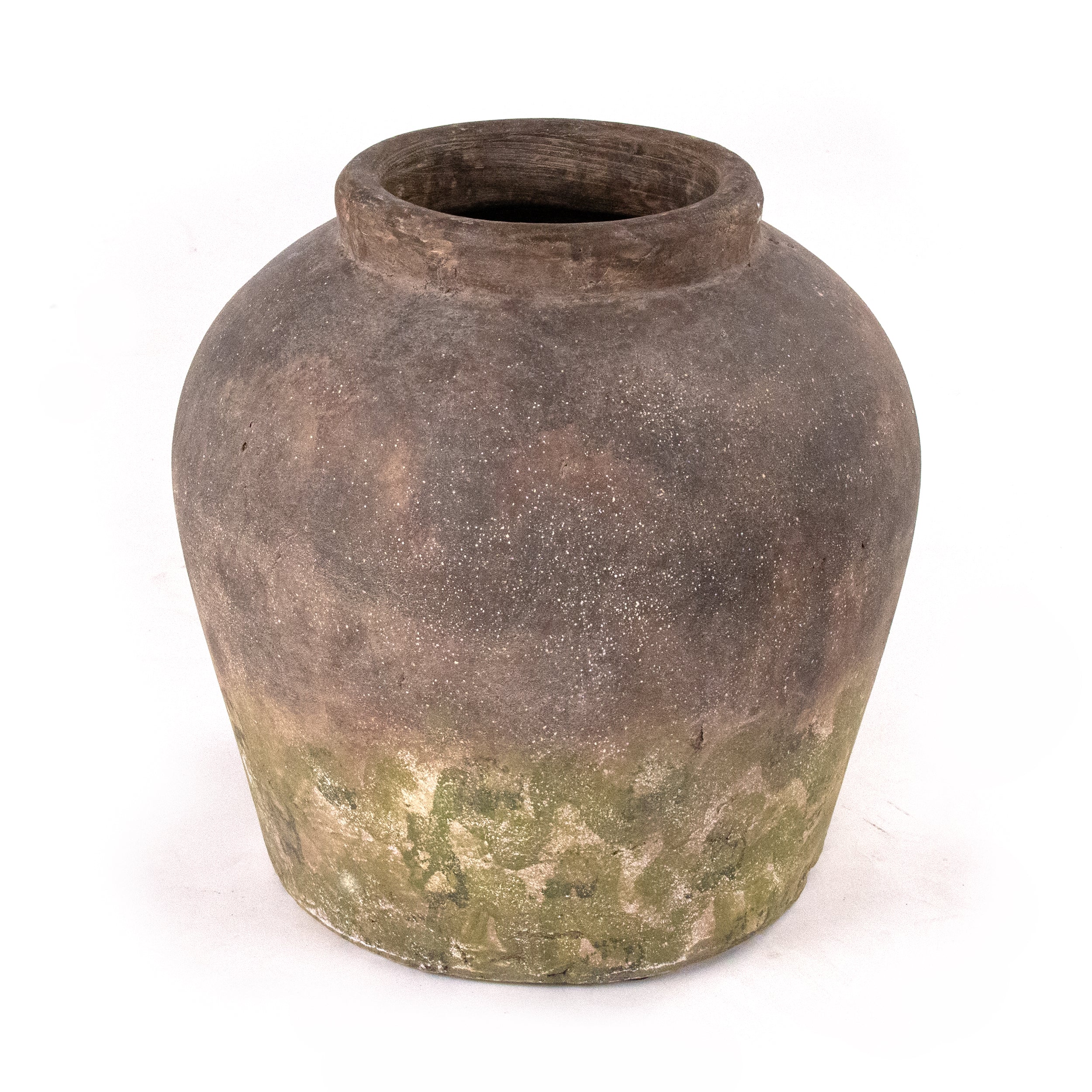 Weathered Moss Ceramic Jar Large