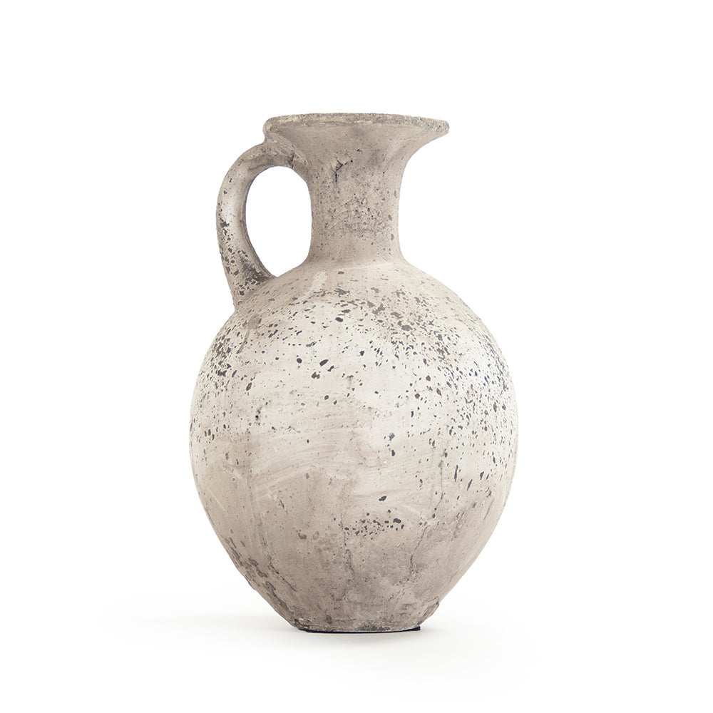 Elise Distressed Grey Handled Ceramic Vase