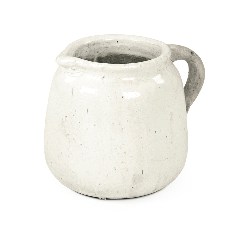 Marais Distressed White Handled Ceramic Jar