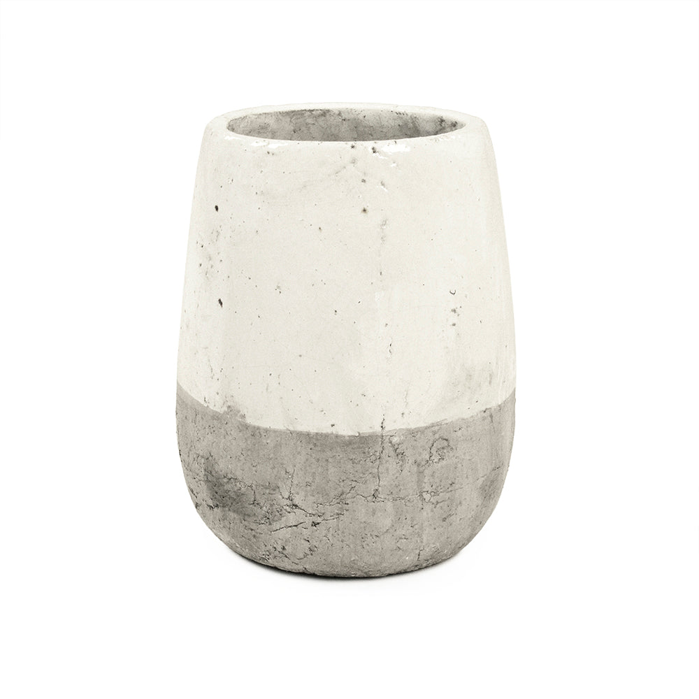 Celine Two Tone Distressed White Ceramic Vase