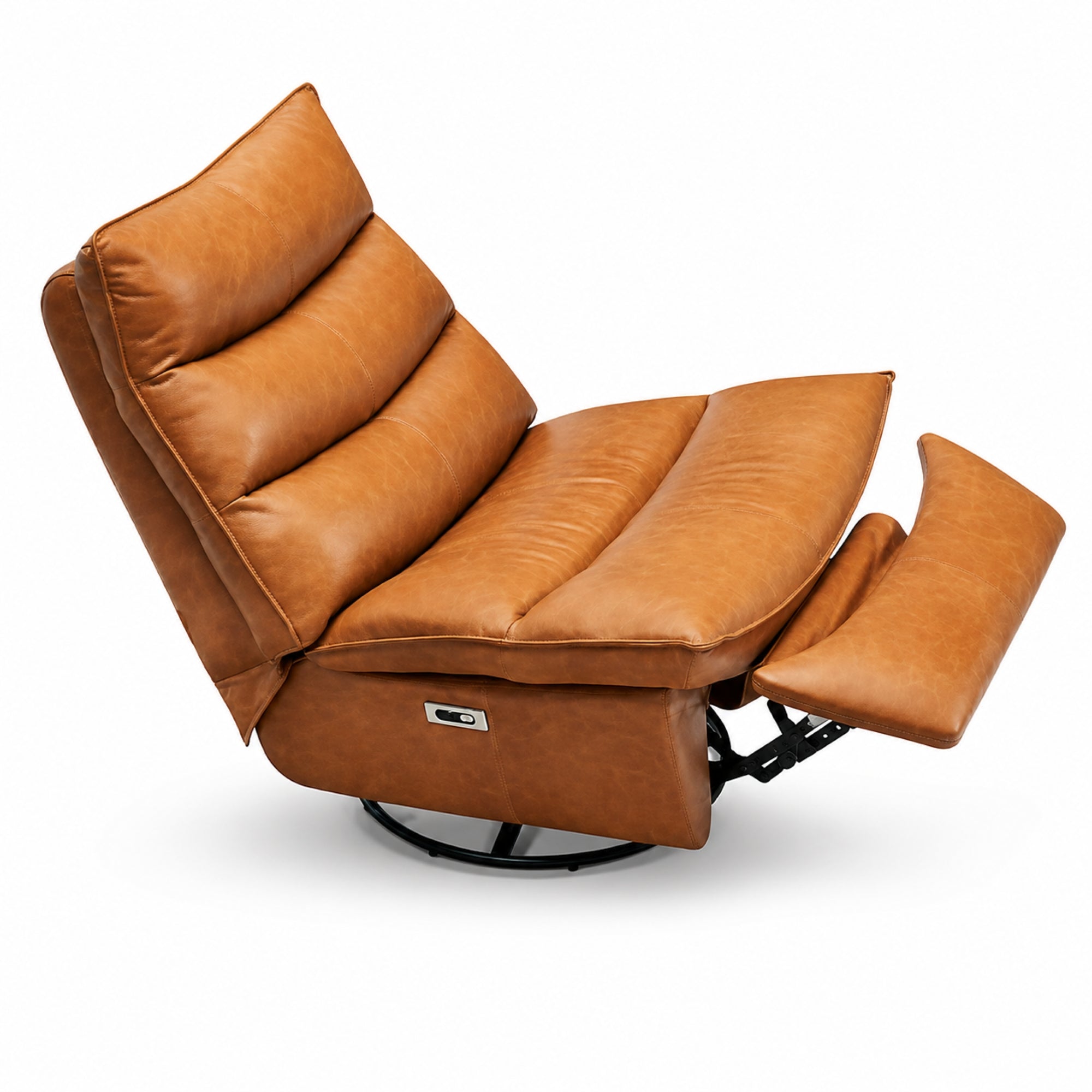 Bennett Top Grain Leather Power Swivel Rocker Recliner