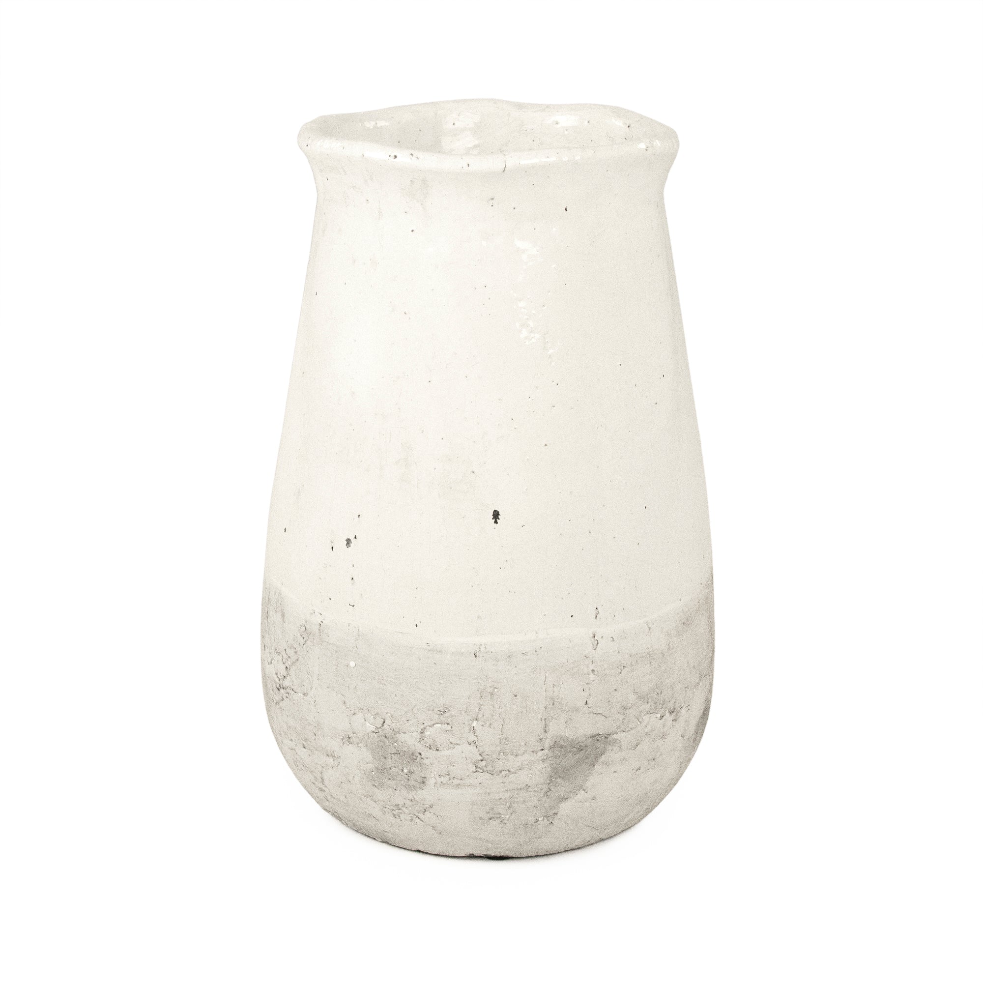 Aveline Two Tone Distressed White Ceramic Vase