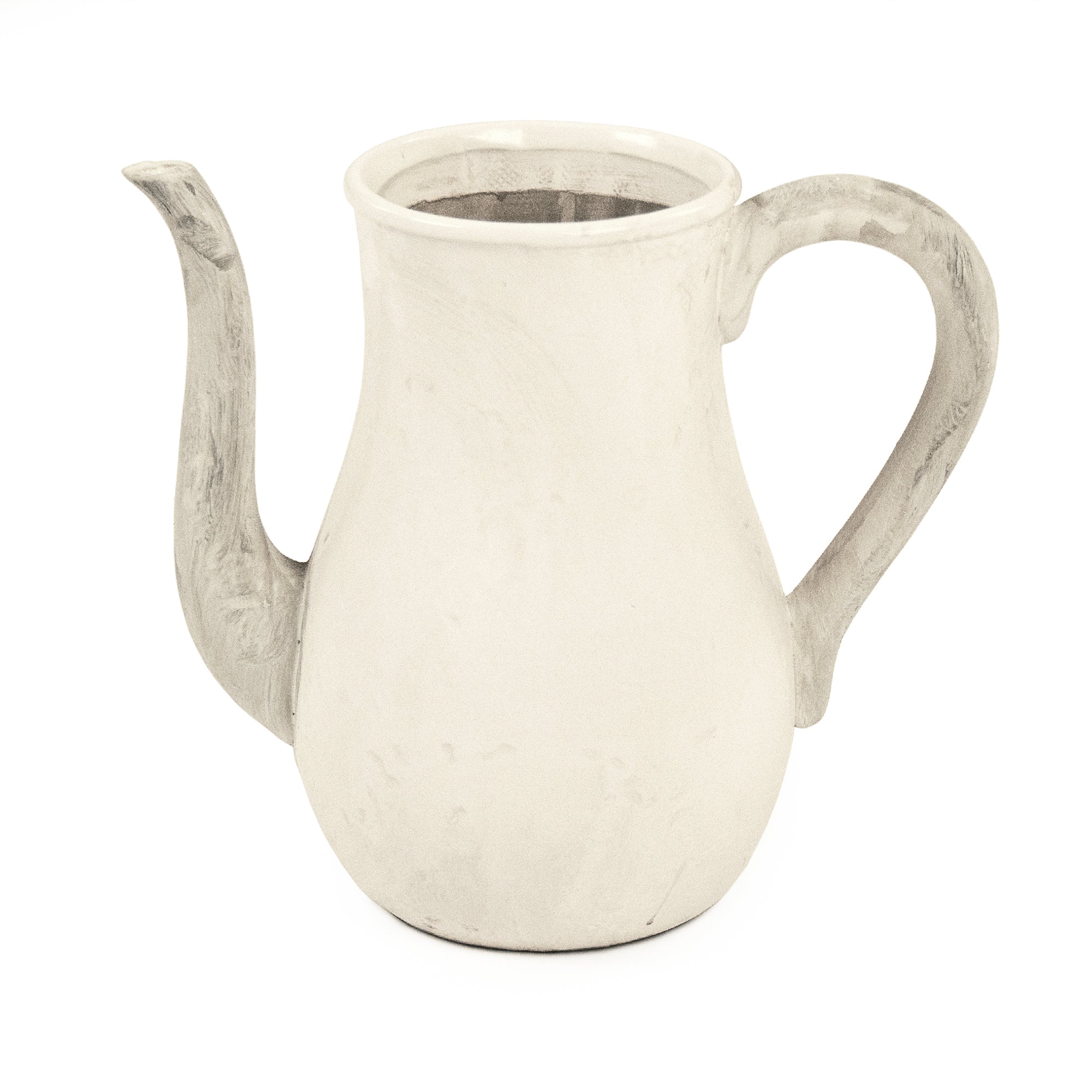 Elodie Distressed White Ceramic Pitcher