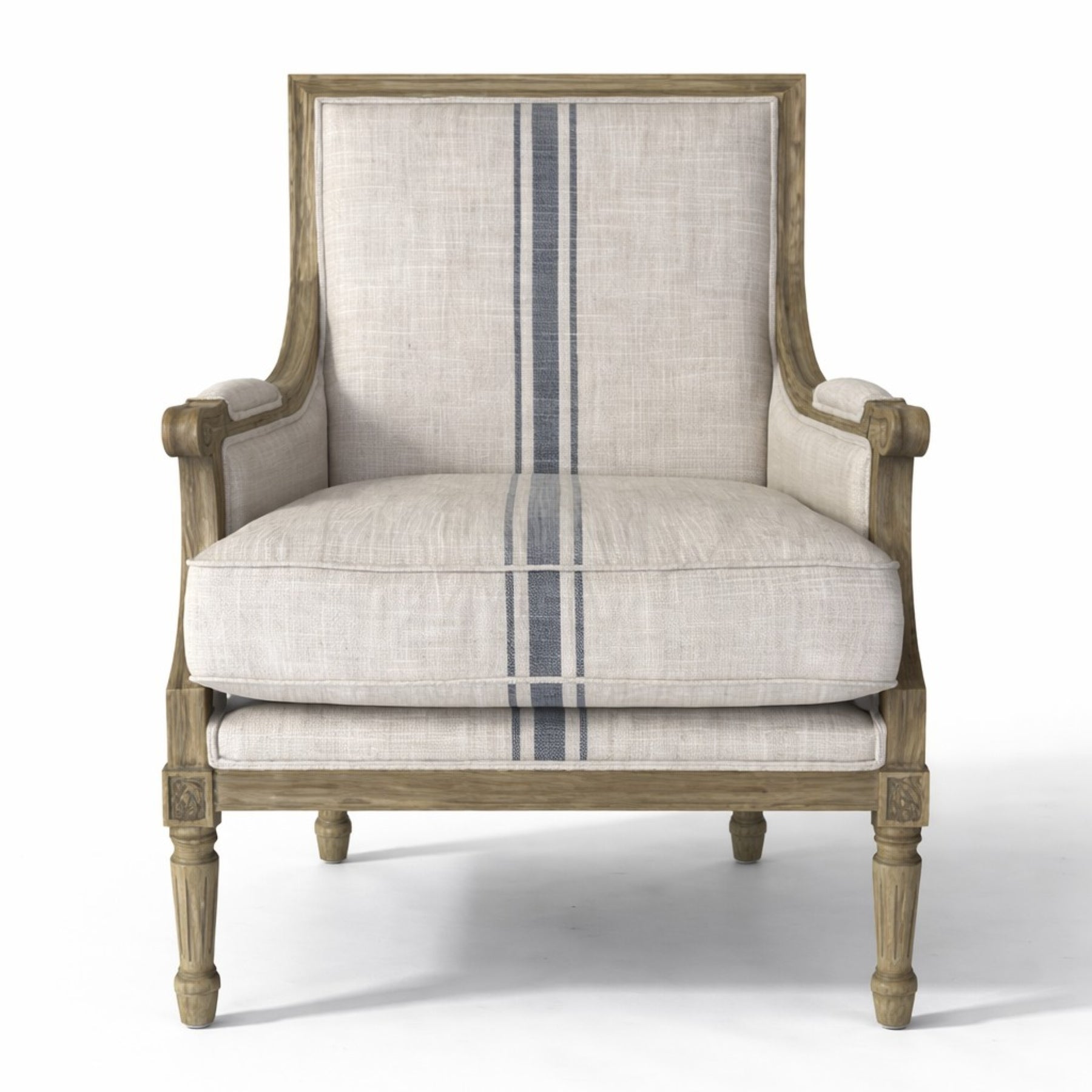 Louis Blue Striped Club Chair
