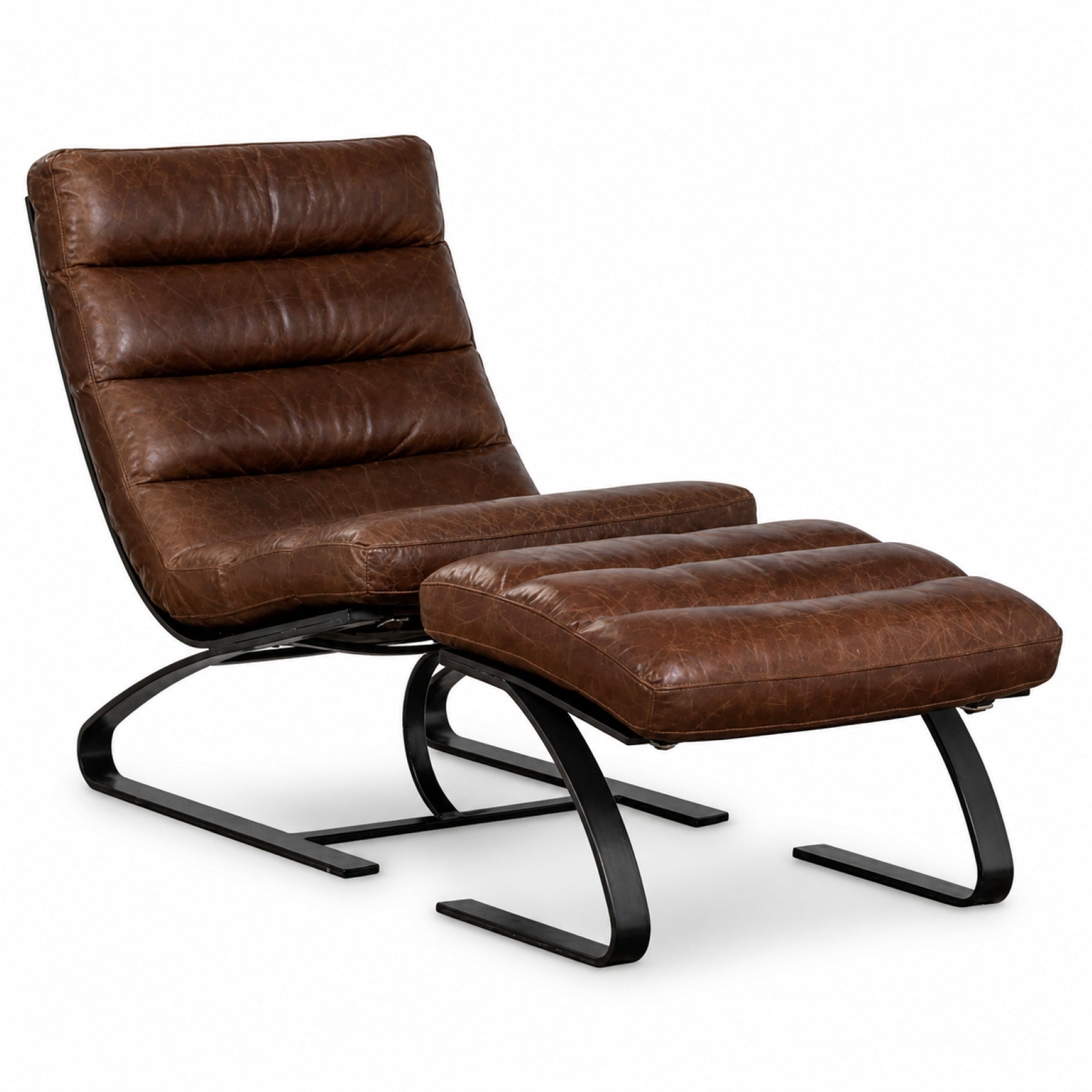 Lavello Leather Chair and Stool B218 Set