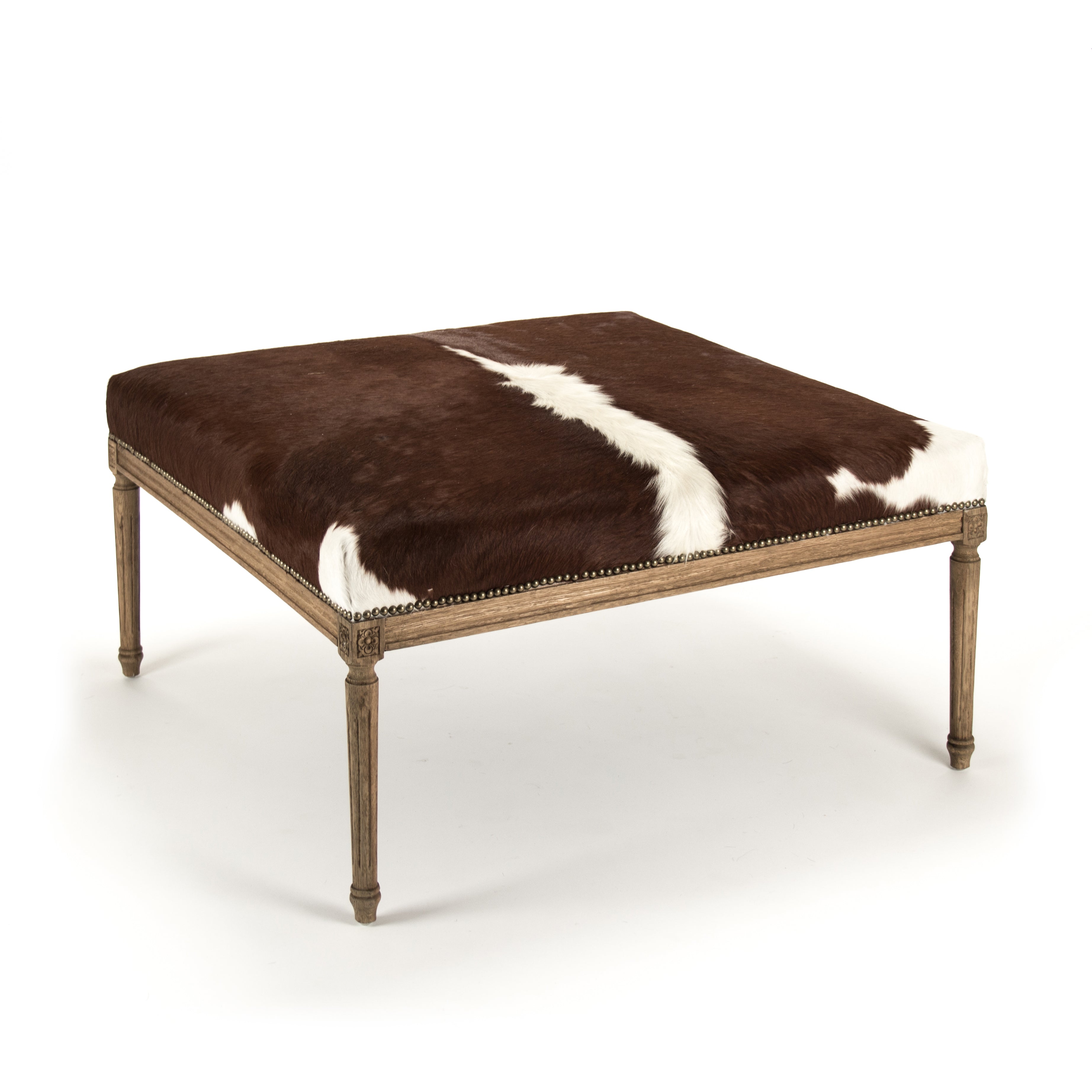 Cow Hide Cocktail Ottoman CFH034 E255 Cow BRW