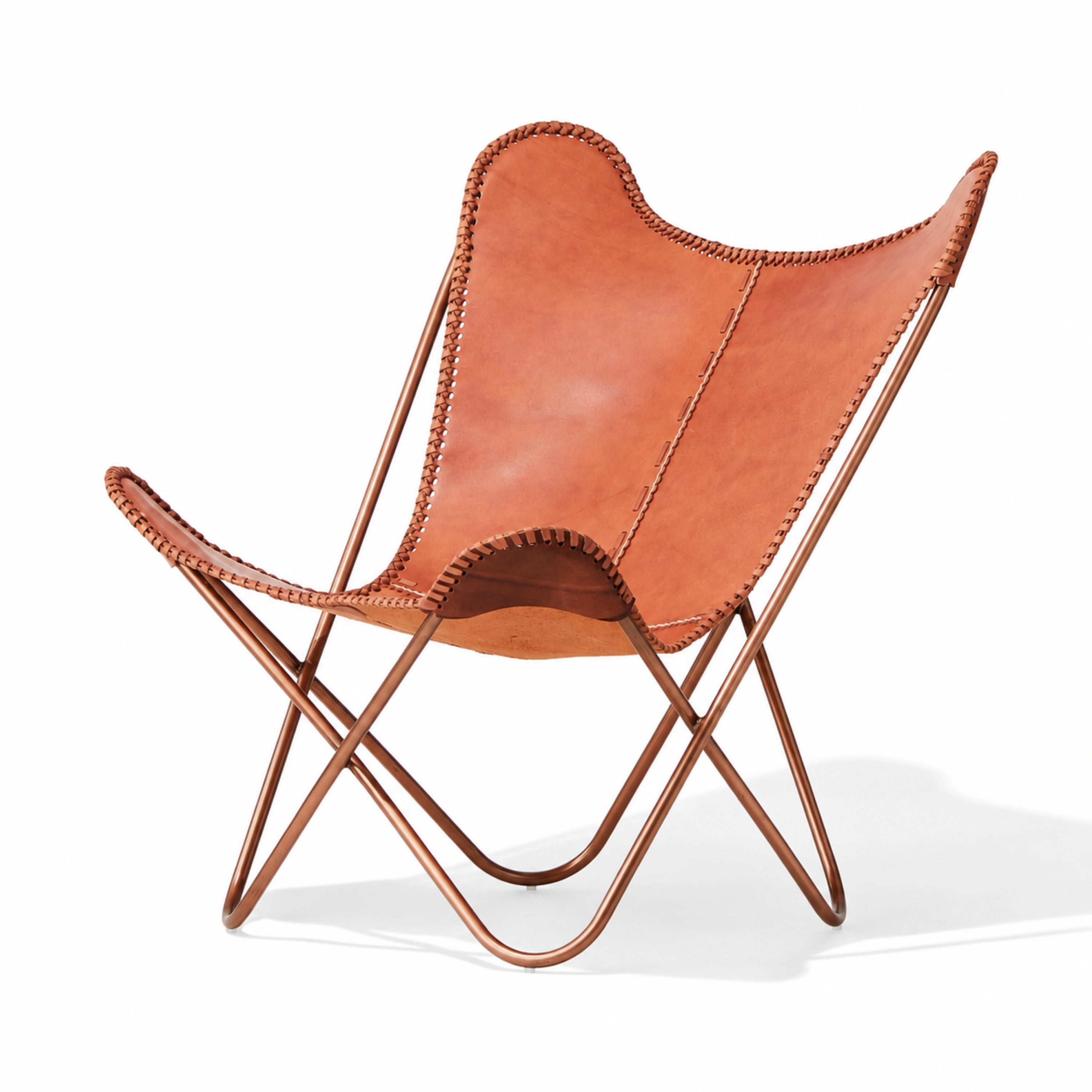 Callum Leather Sling Chair Brown