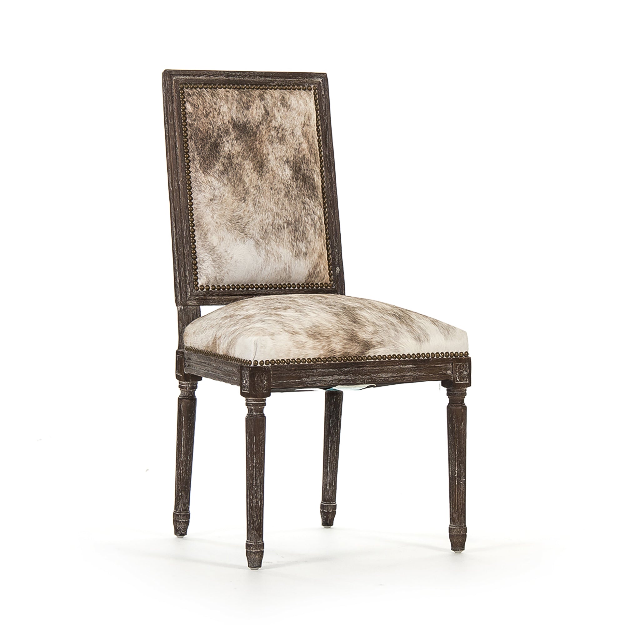 Square Back Cow Hide Side Dining Chair FC010-4 E271 Cow EL