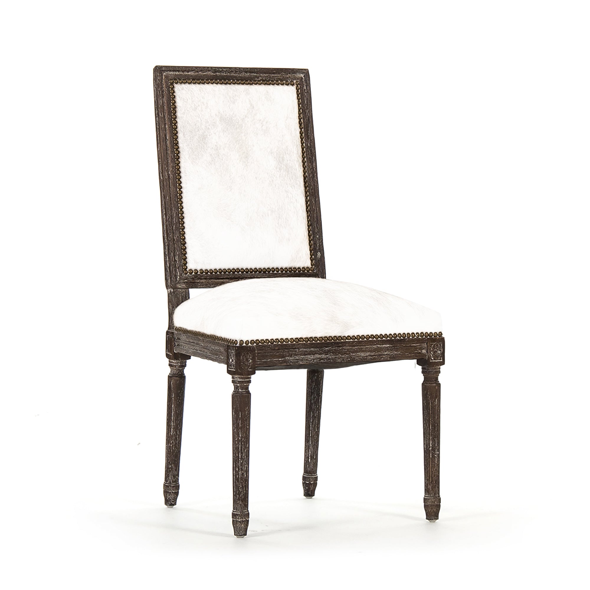 Square Back Cow Hide Side Dining Chair