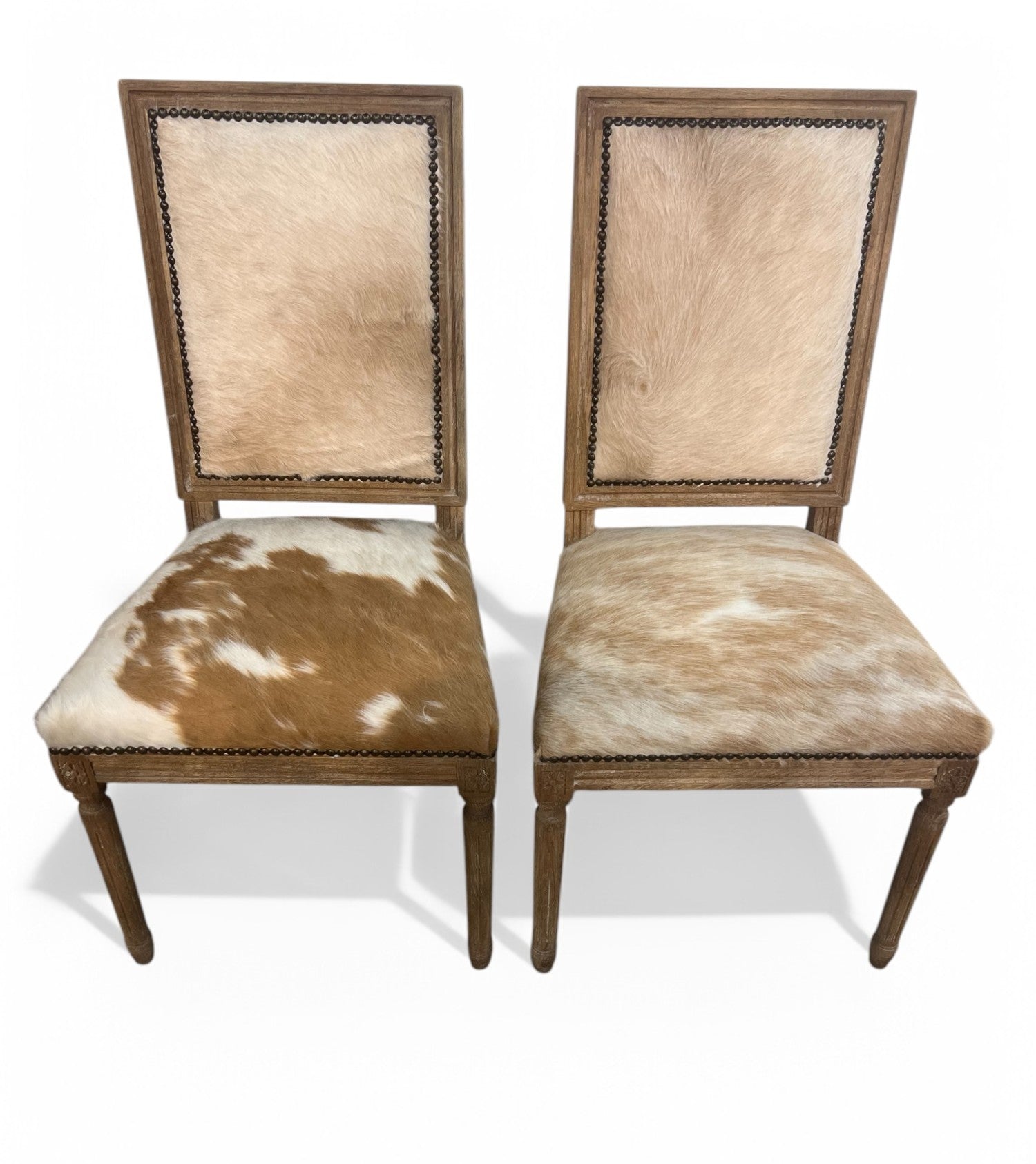 Square Back Cow Hide Side Dining Chair