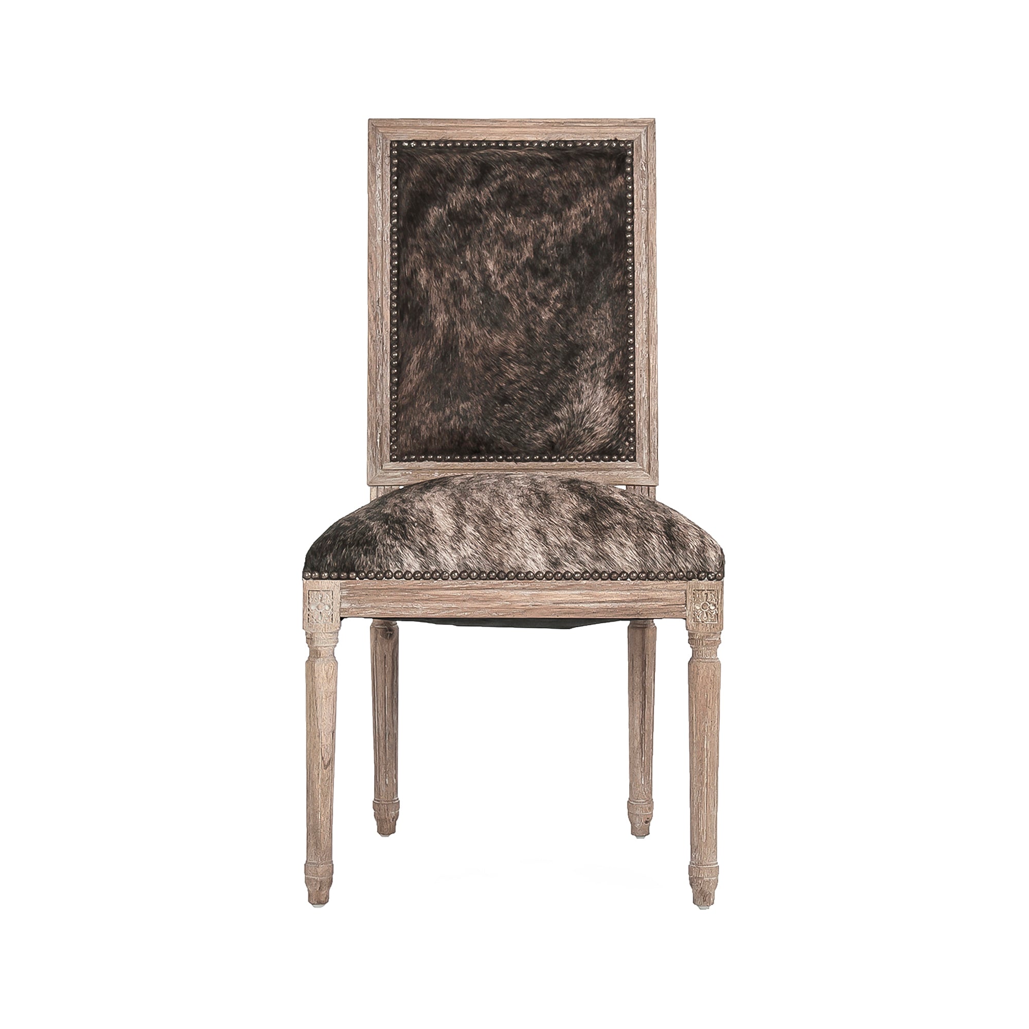 Square Back Cow Hide Side Dining Chair