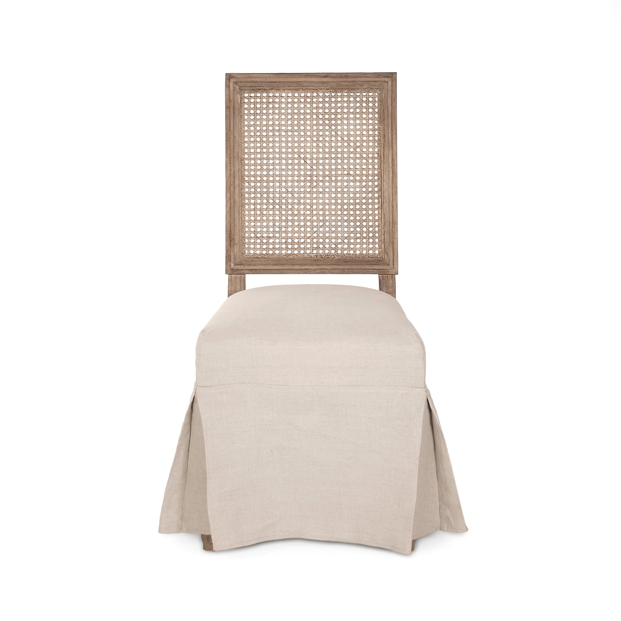 Louis Cane Back Side Chair with Skirt