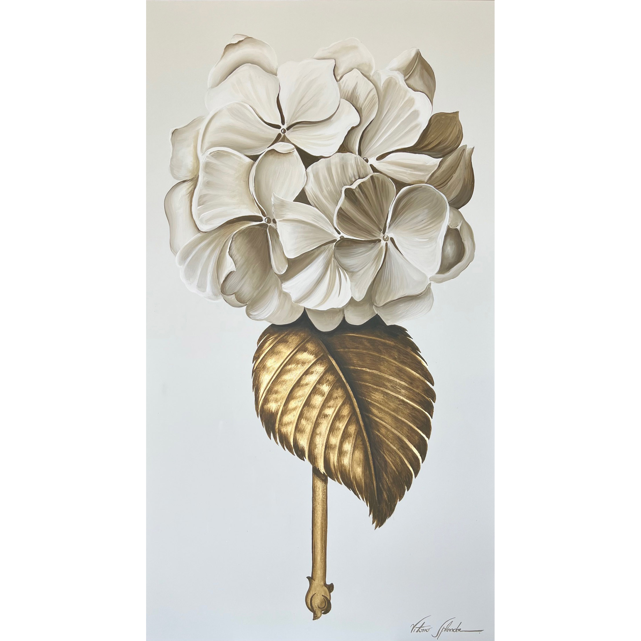 Hydrangea White & Gold leaf I