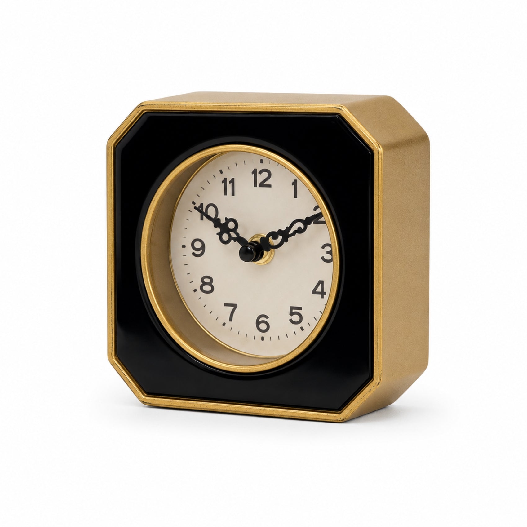 Black and Gold Metal Table Clock