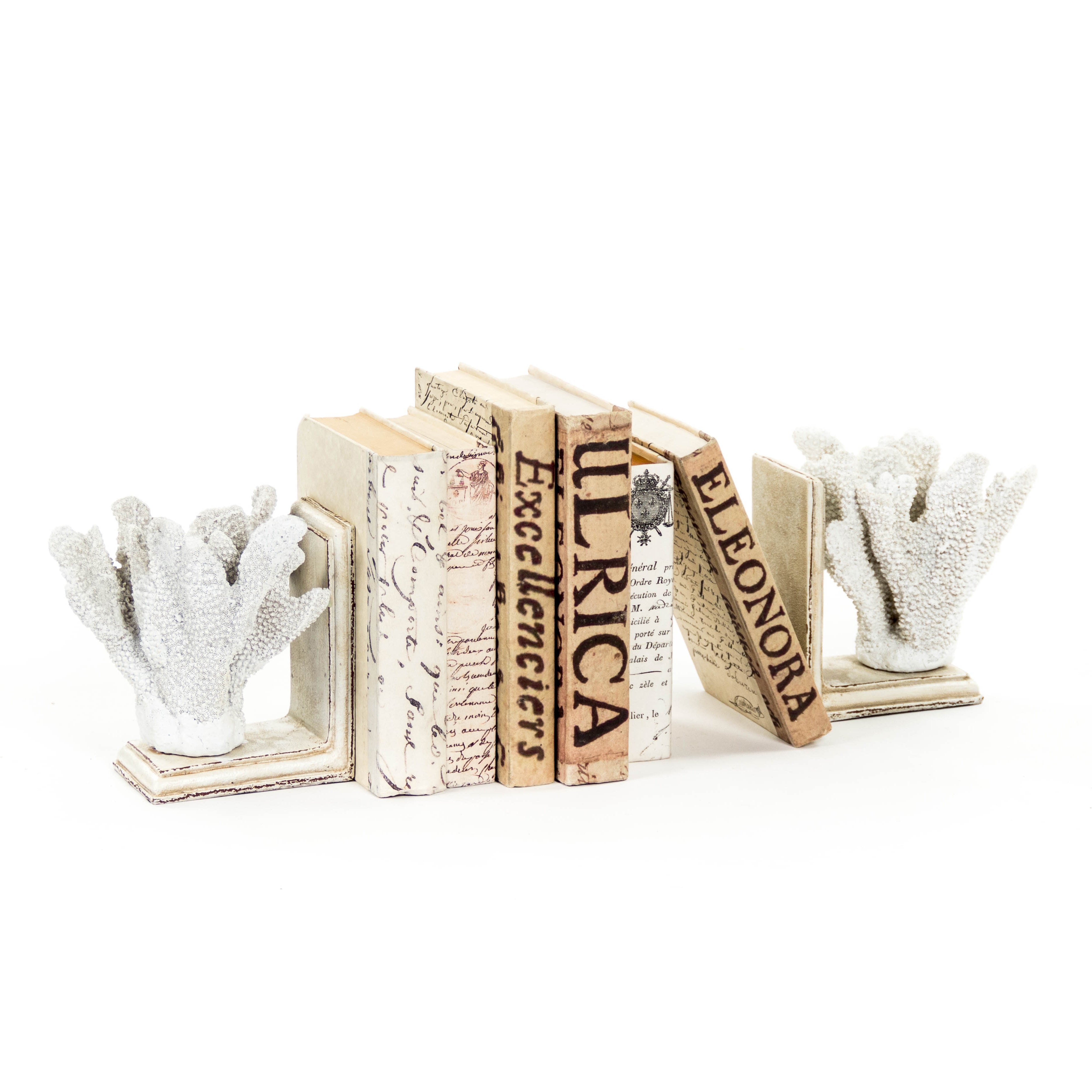 White Coral Crest Bookends