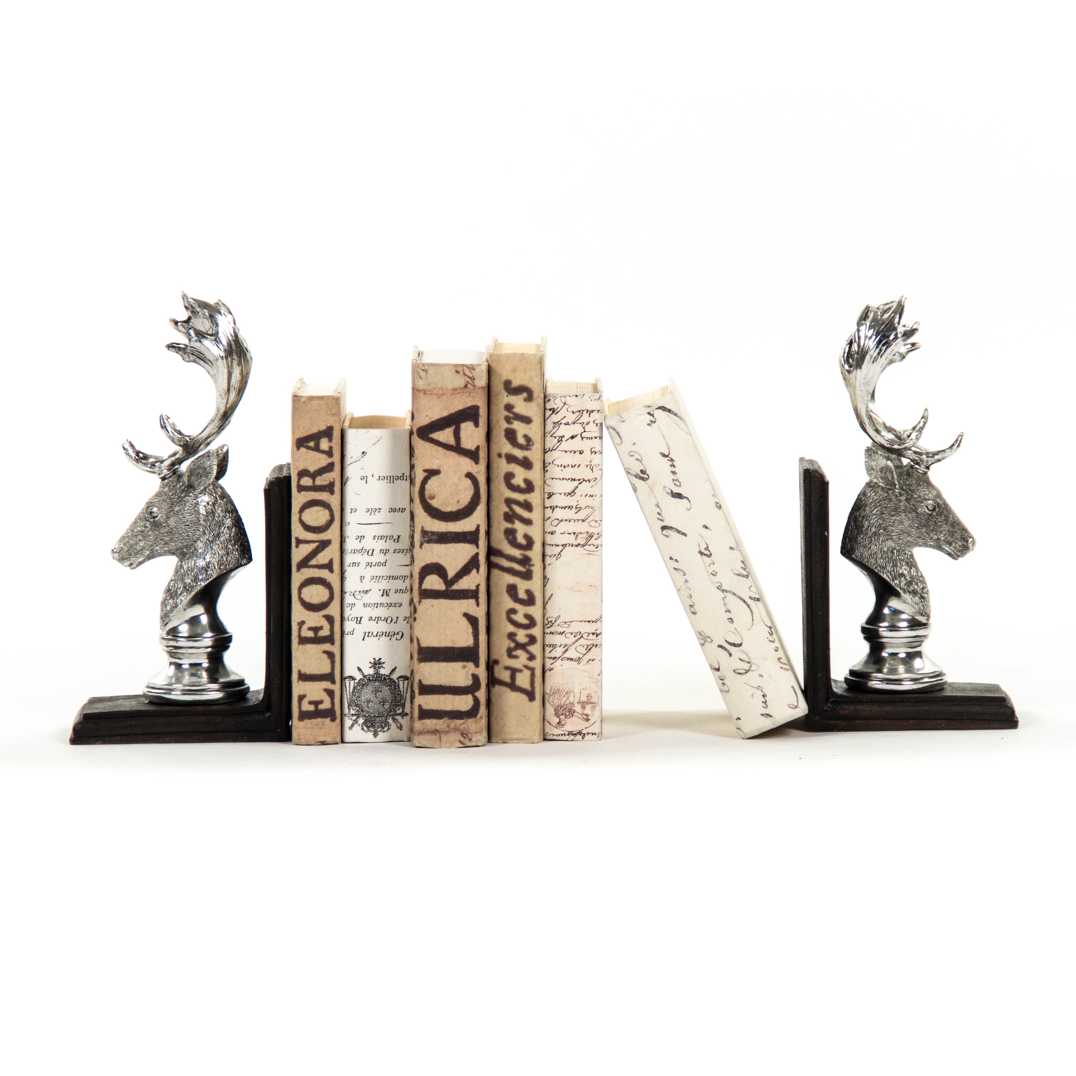 Silver Antler Deer Bookends