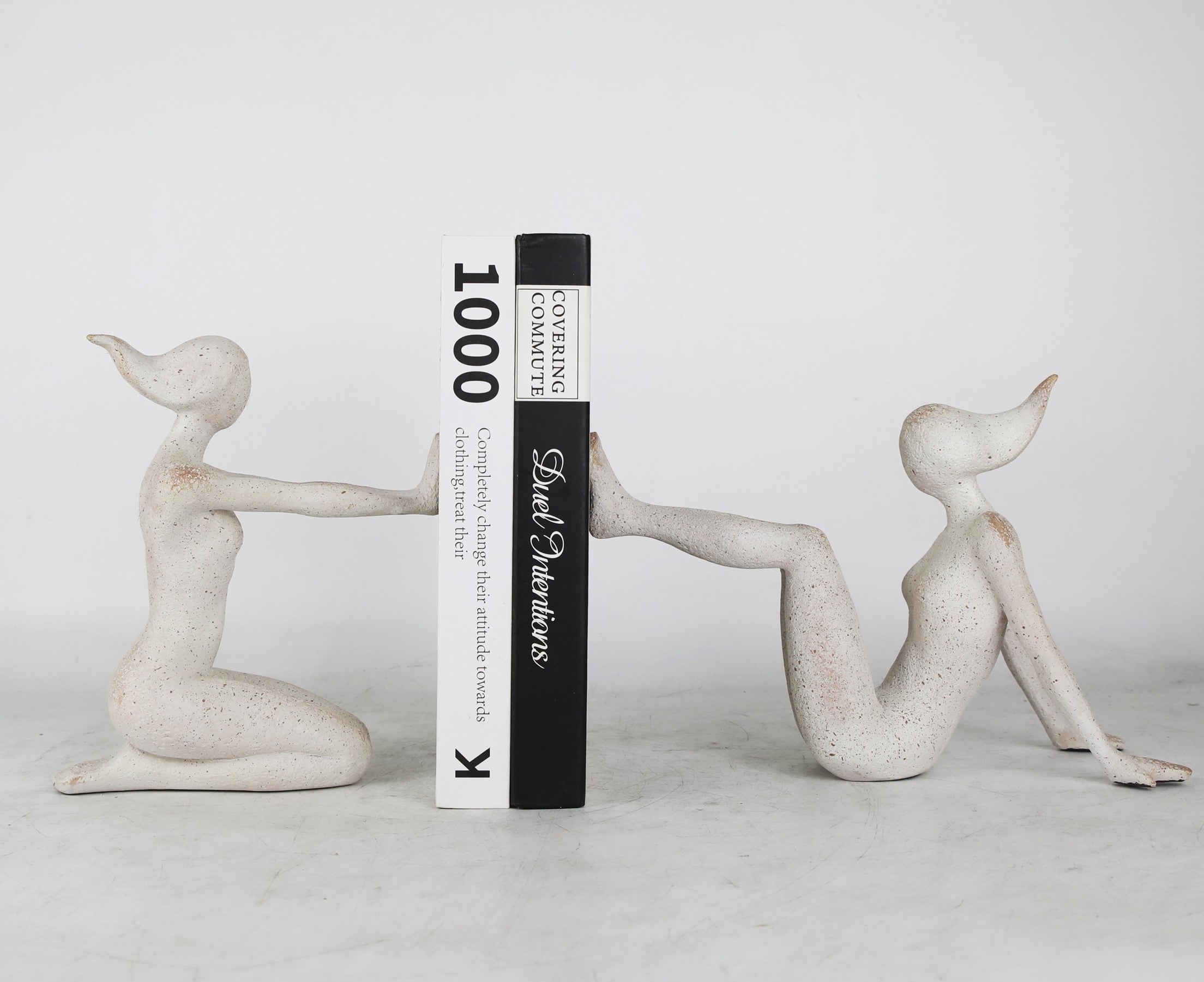 Modern Abstract Lady Figure Resin Bookends, Set of 2