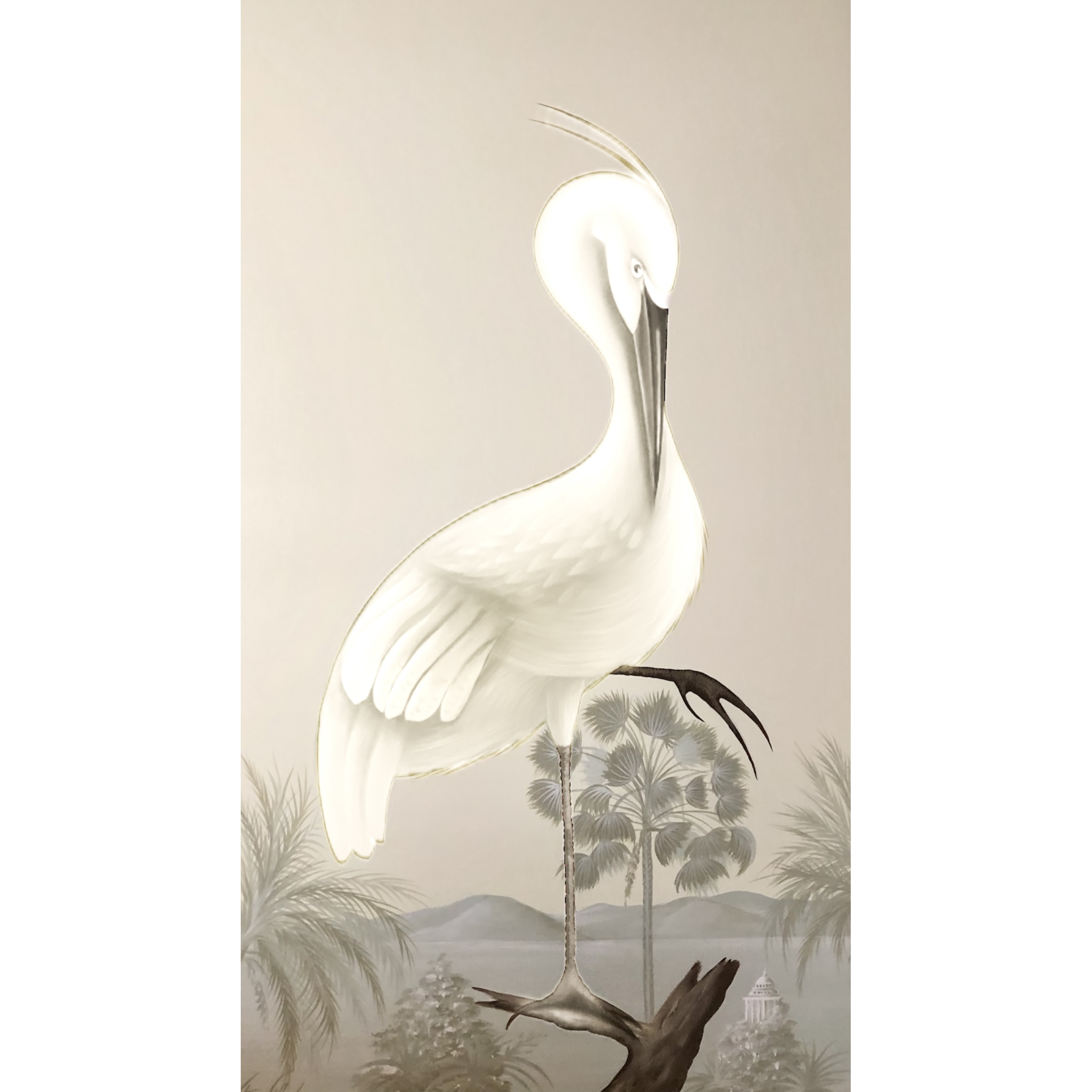White Crane I - Size 36" X 60"