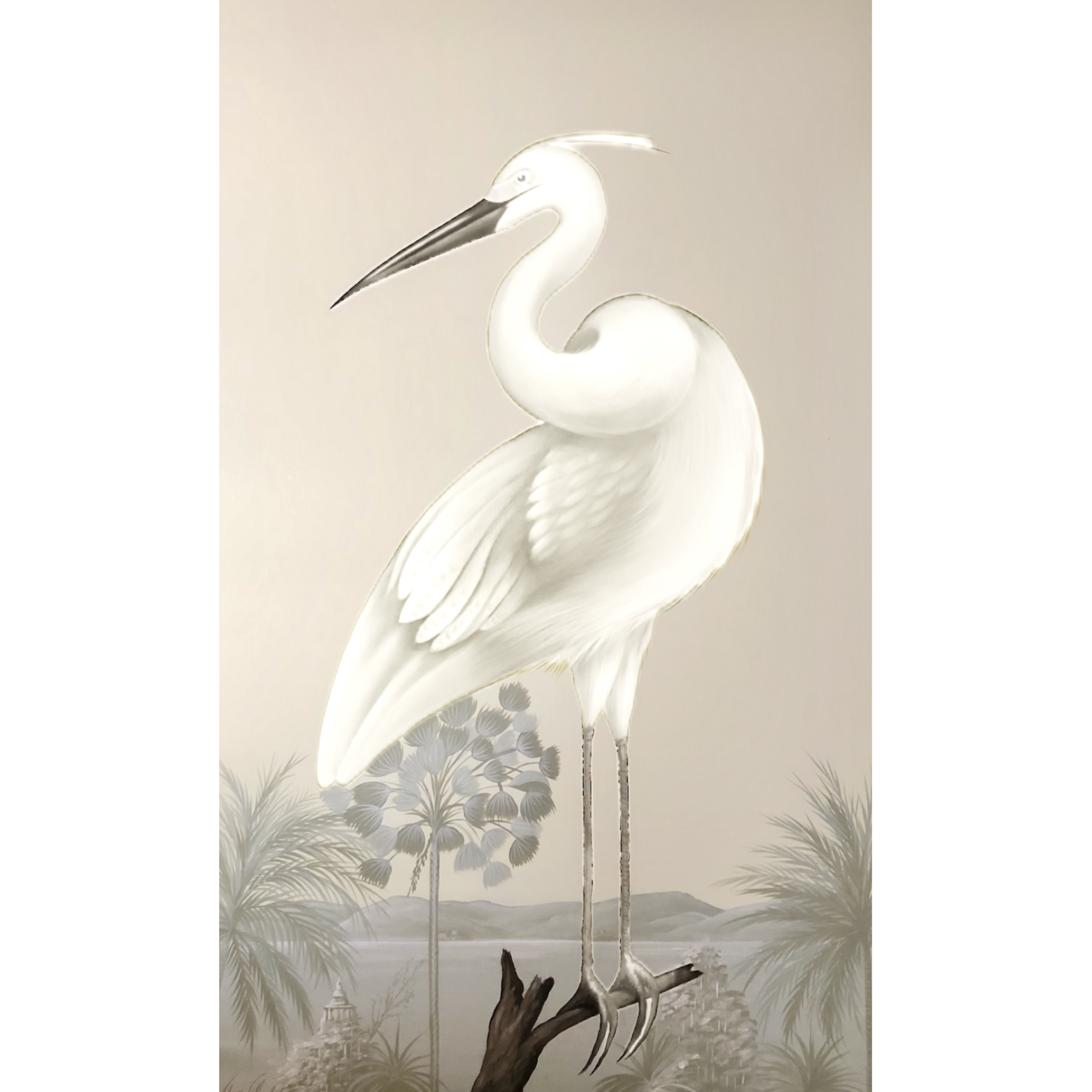 White Crane II -Size 36" X 60"