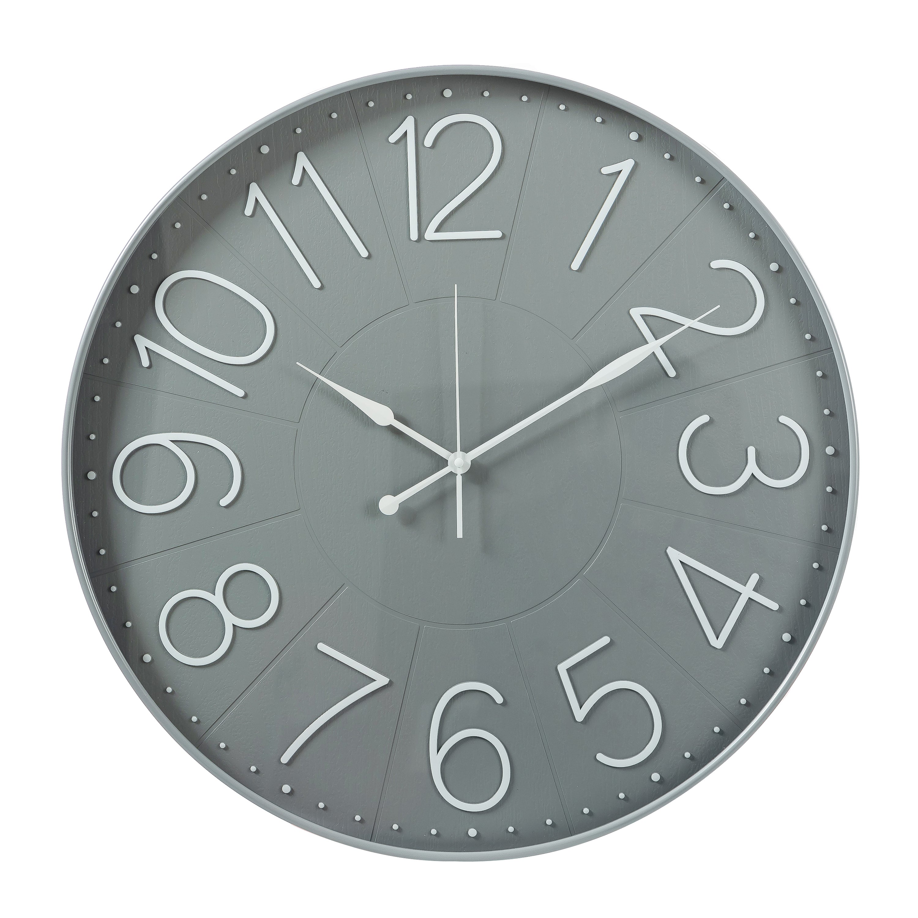 Stonehaven Modern Round Wall Clock 23.5 Inch Round Soft Gray