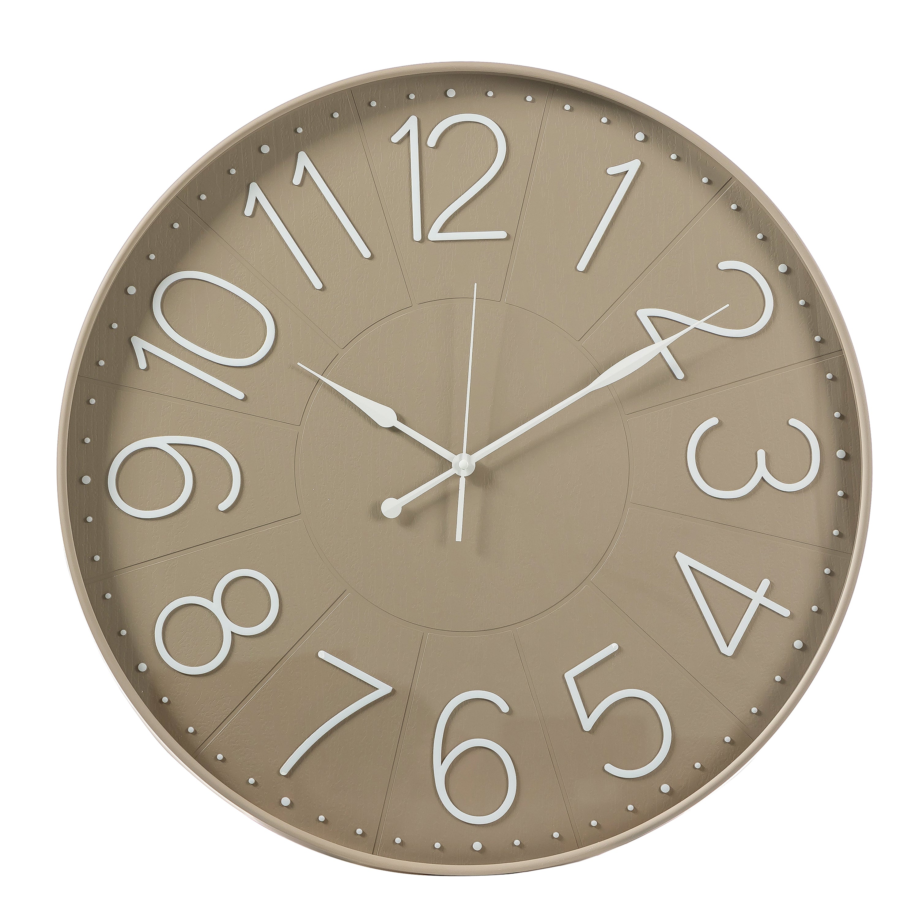 Stonehaven Modern Round Wall Clock 23.5 Inch Round Taupe