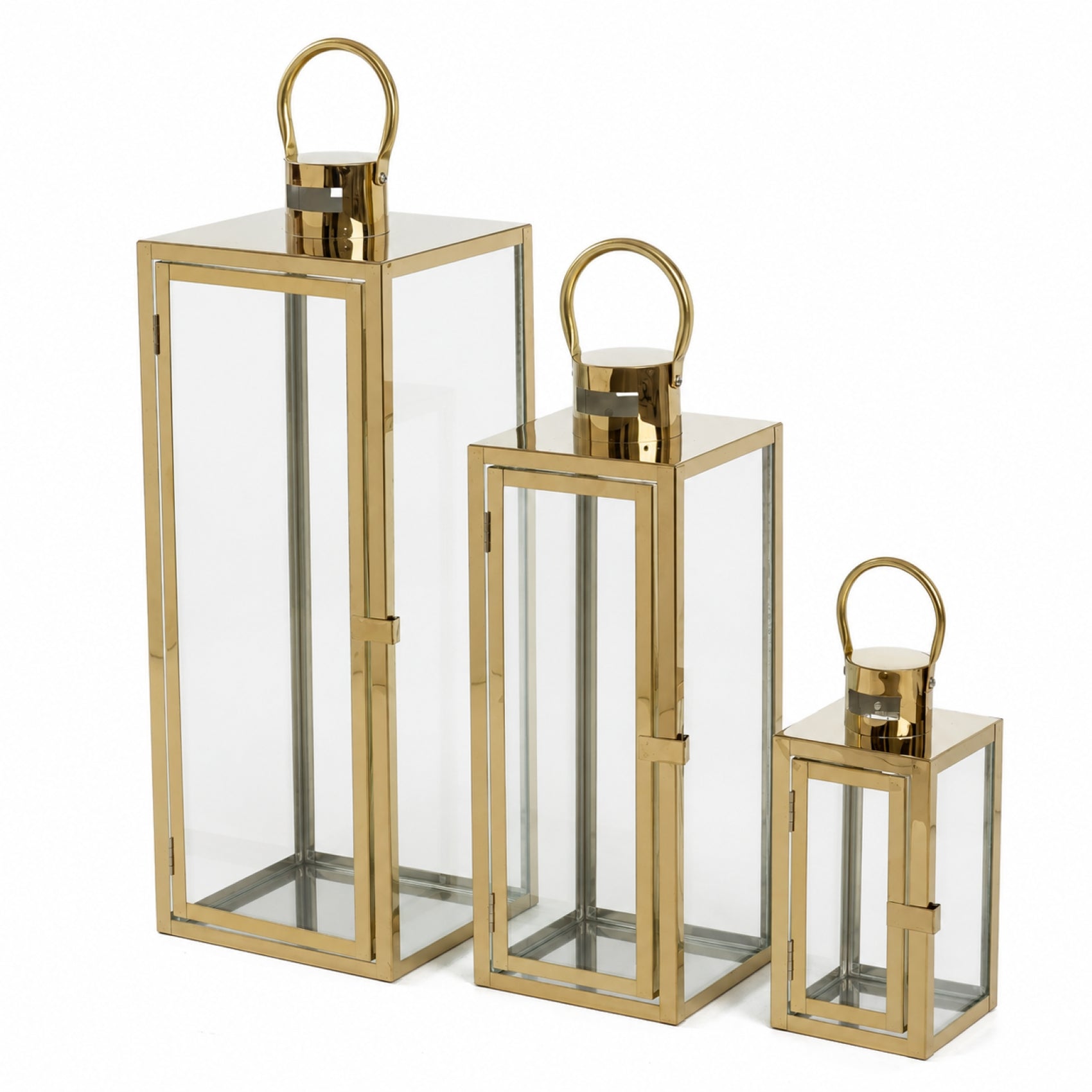 Aurelie Metal Glass Lantern Set of 3