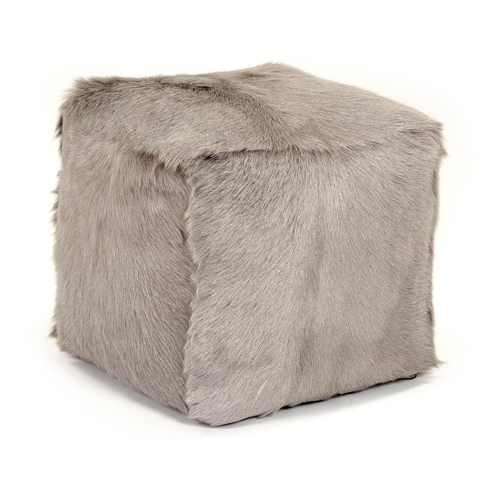 Tibetan Light Grey Goat Fur Pouf
