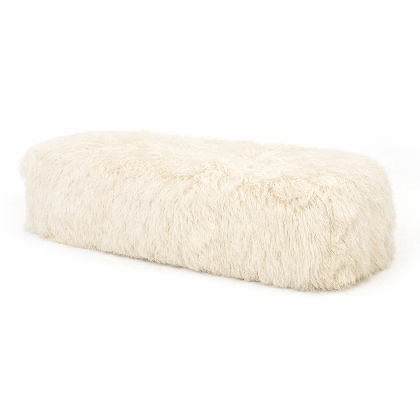 Tibetan Lamb Fur Bench White