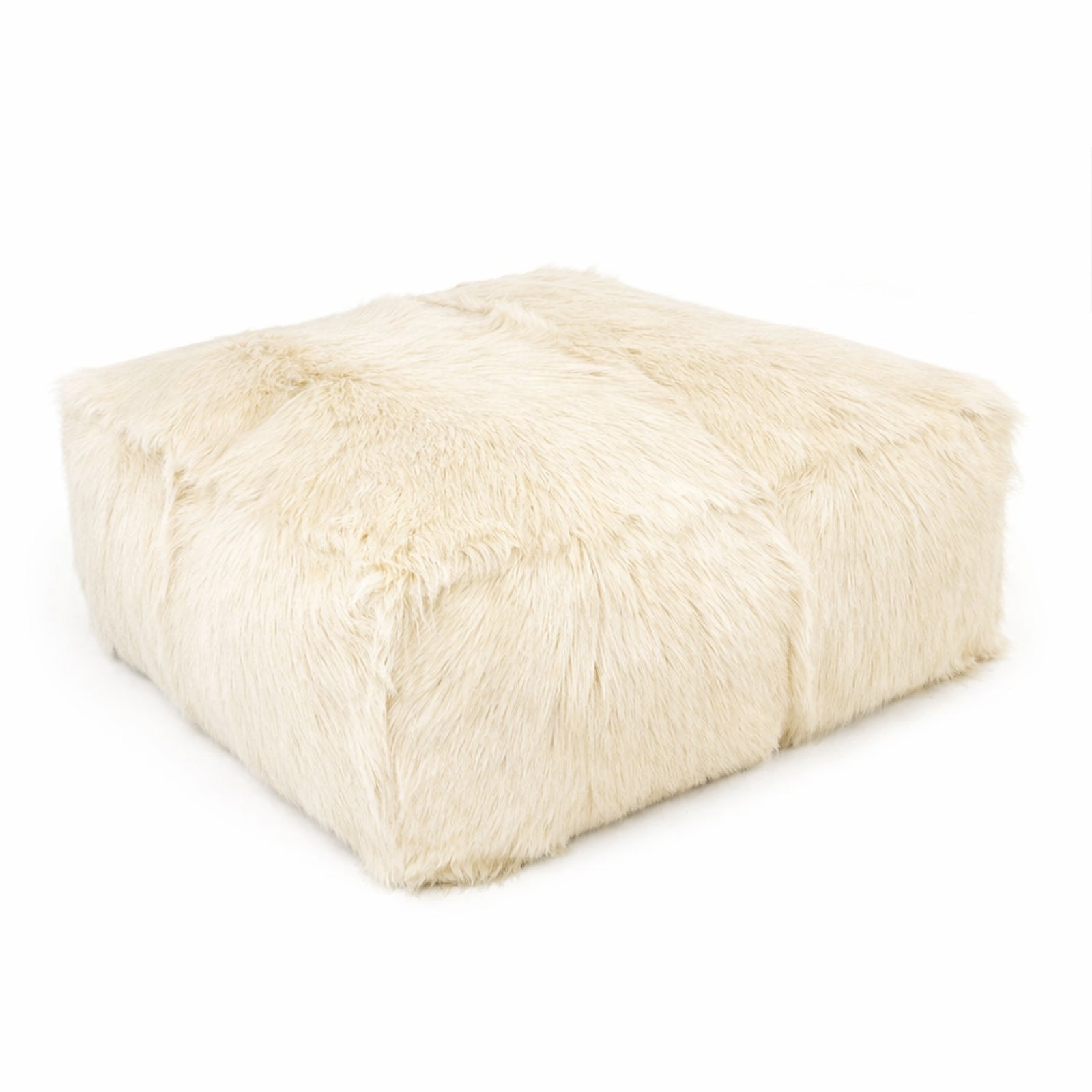 Tibetan Goat Fur Ottoman White