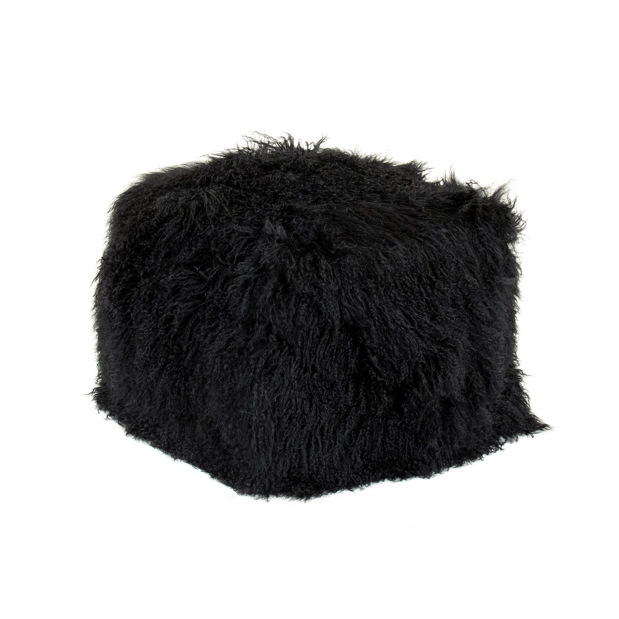 Tibetan Black Lamb Fur Pouf