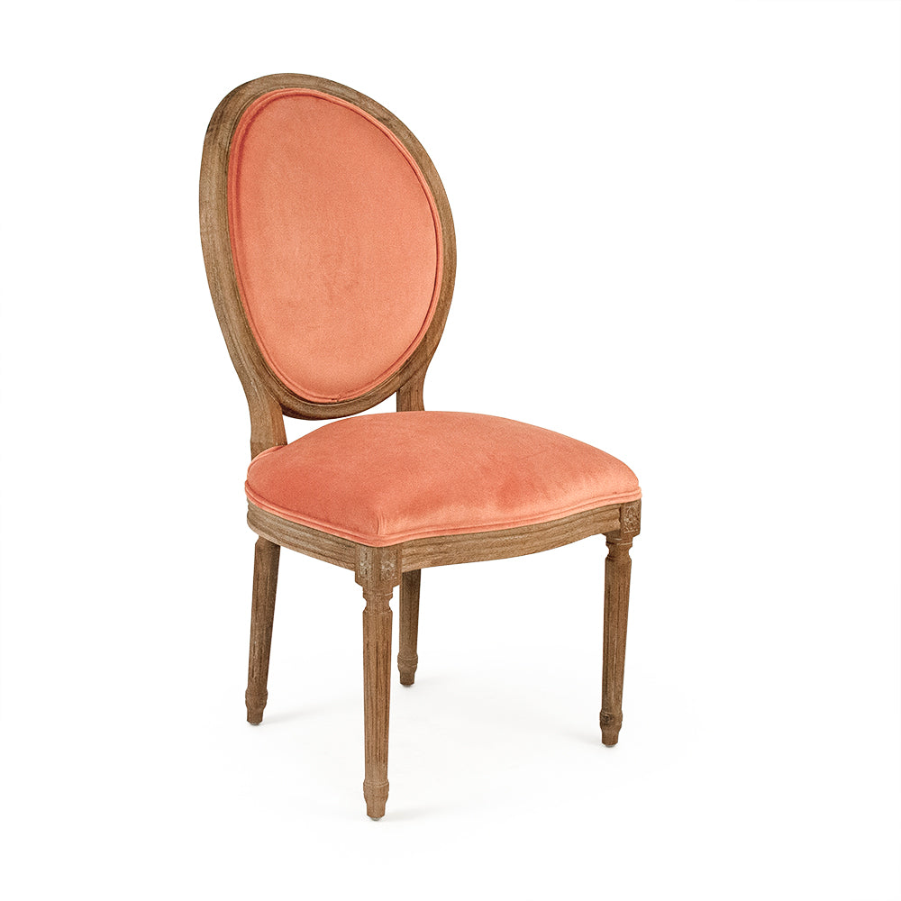 Salmon Velvet Medallion Side Chair