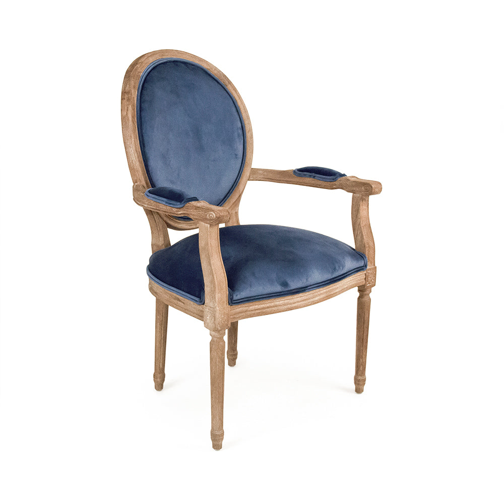 Blue Velvet Medallion Arm Chair