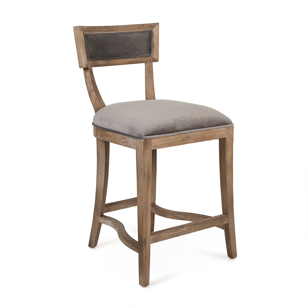 Grey Velvet Carvell Counter Stool