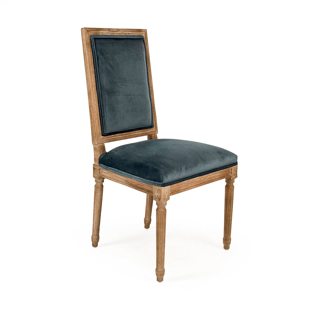 Teal Velvet Louis Side Chair