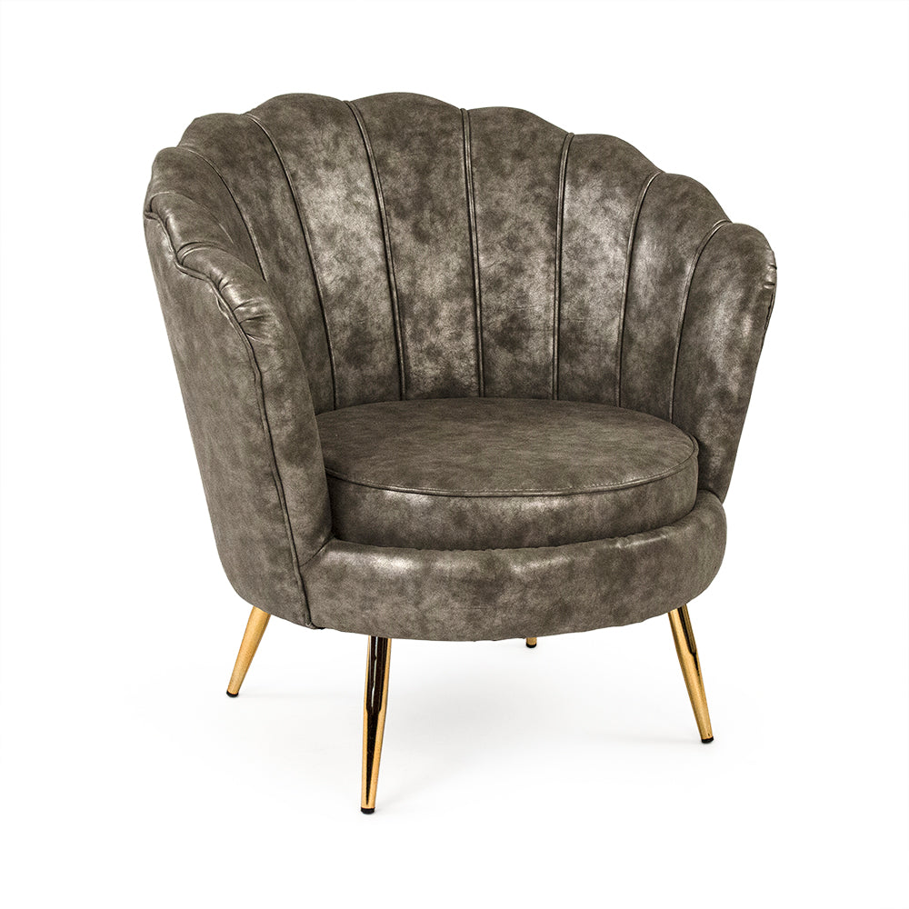 Distressed Grey Tufted Tub Chair