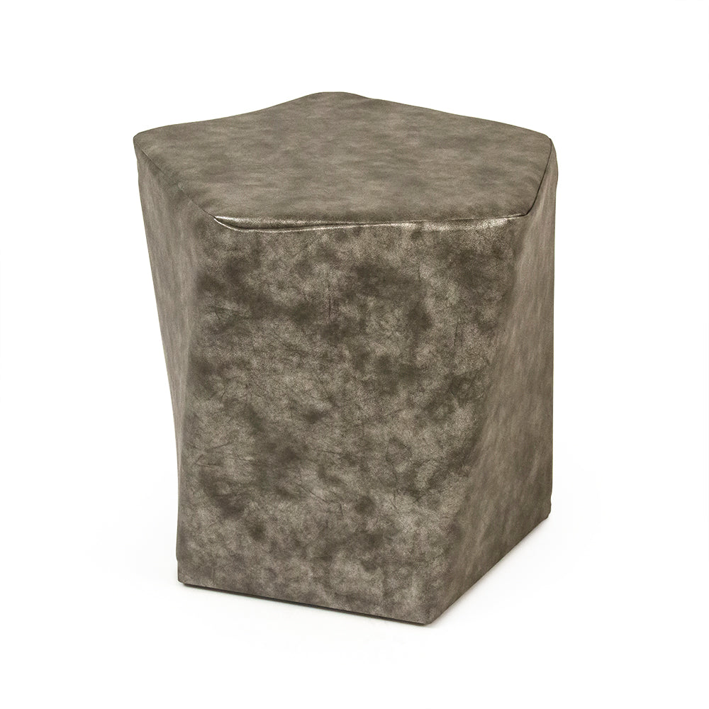Distressed Grey PU Twisted Pentagon Stool