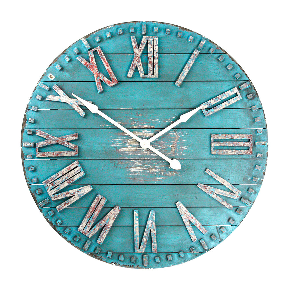 Marina Turquoise Wood Wall Clock