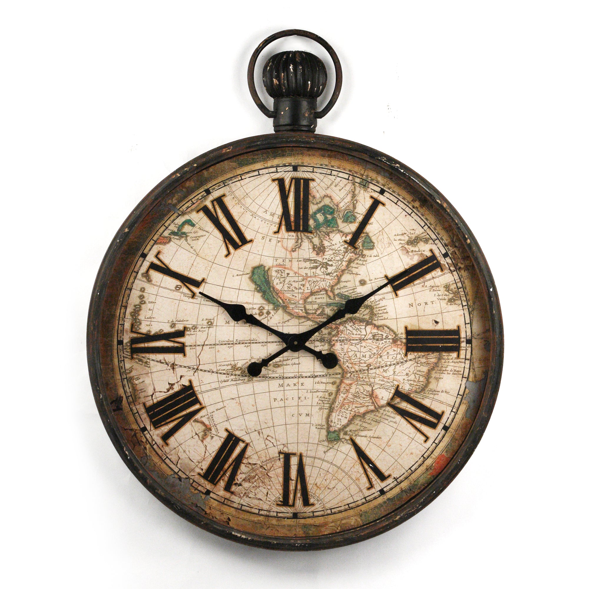 Atlas Vintage World Map Wall Clock