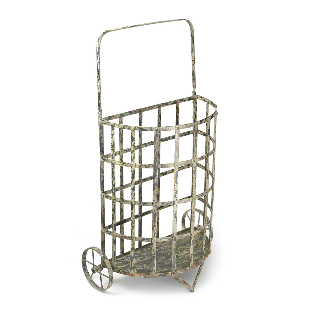 Distressed Metal Decorative Storage Cart